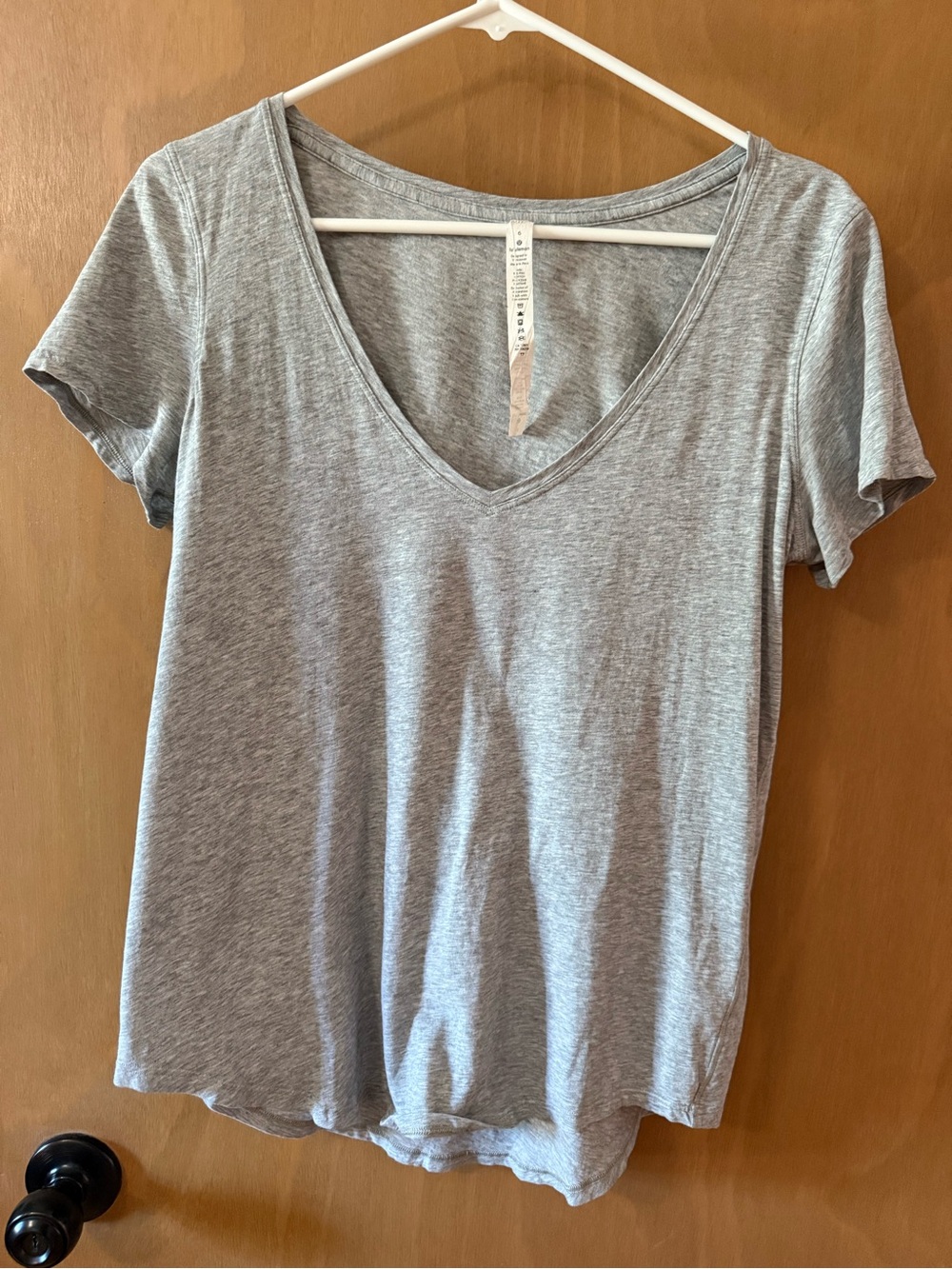 lululemon athletica Gray V-Neck Short Sleeve Tee